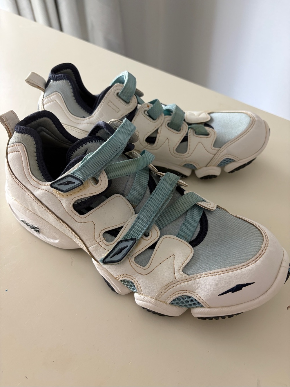 Avia Women Aqua Sport Shoes in Cream and Light Blue - Velcro Straps